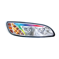 Chrome or Black LED Headlight With Color Changing Position Light Bar For Peterbilt 386 (2005-2015) & 387 (199-2010) (Driver or Passenger Side)