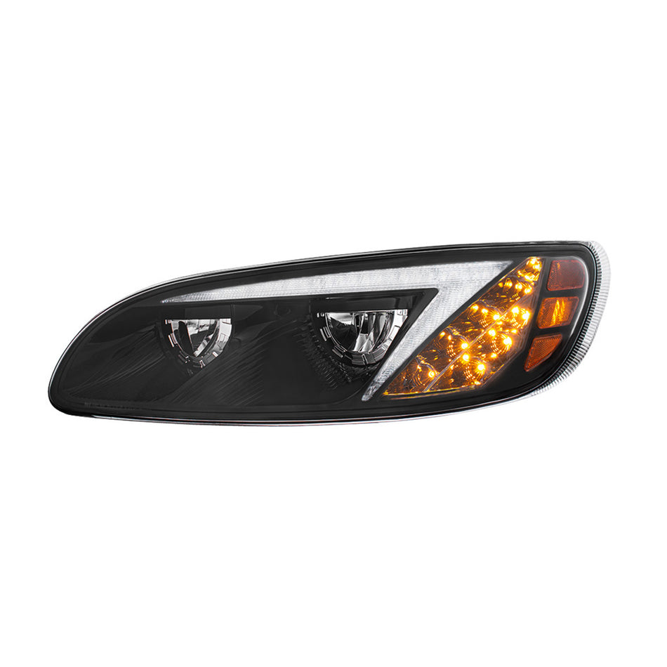 Chrome or Black LED Headlight With Color Changing Position Light Bar For Peterbilt 386 (2005-2015) & 387 (199-2010) (Driver or Passenger Side)