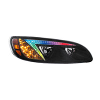 Chrome or Black LED Headlight With Color Changing Position Light Bar For Peterbilt 386 (2005-2015) & 387 (199-2010) (Driver or Passenger Side)