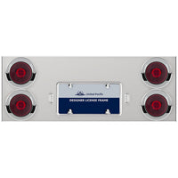 33-3/4" Stainless Rear Center Panel w/ 4 X 13 LED 4" Abyss Lights & Visors - Red LEDs (Red or Clear Lens)
