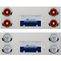 33-3/4" Stainless Rear Center Panel w/ 4 X 13 LED 4" Abyss Lights & Visors - Red LEDs (Red or Clear Lens)