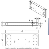33-3/4" Stainless Rear Center Panel w/ 4 X 13 LED 4" Abyss Lights & Visors - Red LEDs (Red or Clear Lens)