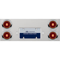 33-3/4" Stainless Rear Center Panel w/ 4 X 13 LED 4" Abyss Lights & Visors - Red LEDs (Red or Clear Lens)