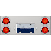 33-3/4" Stainless Rear Center Panel w/ 4 X 16 LED 4" Turbine Lights & Grommets or Visors - Red LEDs (Red Lens)