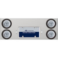 33-3/4" Stainless Rear Center Panel w/ 4 X 13 LED 4" Abyss Lights & Grommets - Red LEDs (Red or Clear Lens)