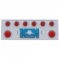 Stainless Steel Rear Center Panel w/ 2 X 10 LED 4" Lights & 6 X 13 LED 2-1/2" Lights & Visor - Red LEDs (Red or Clear Lens)