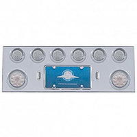Stainless Steel Rear Center Panel w/ 2 X 10 LED 4" Lights & 6 X 13 LED 2-1/2" Lights & Visor - Red LEDs (Red or Clear Lens)