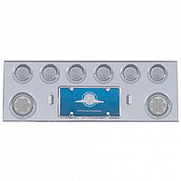 Stainless Steel Rear Center Panel w/ 2 X 7 LED 4" Reflector Light & 6 X 13 LED 2-1/2" Light & Visor - Red LEDs (Red or Clear Lens)