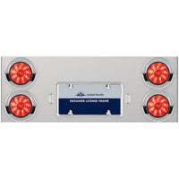 33-3/4" Stainless Rear Center Panel w/ 4 X 10 LED 4" Lights & Visors - Red LEDs (Red or Clear Lens)