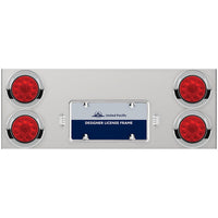 33-3/4" Stainless Rear Center Panel w/ 4 X 10 LED 4" Lights & Visors - Red LEDs (Red or Clear Lens)