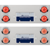 33-3/4" Stainless Rear Center Panel w/ 4 X 10 LED 4" Lights & Visors - Red LEDs (Red or Clear Lens)