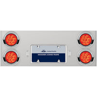 33-3/4" Stainless Rear Center Panel w/ 4 X 7 LED 4" Reflector Lights & Visors - Red LEDs (Red or Clear Lens)