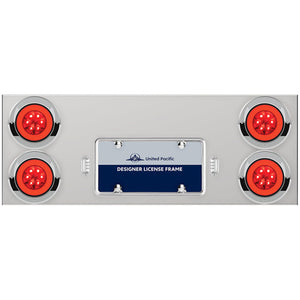 33-3/4" Stainless Rear Center Panel w/ 4 x 21 LED 4" GloLight & Visors - Red LEDs (Red or Clear Lens)