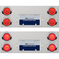 33-3/4" Stainless Rear Center Panel w/ 4 x 21 LED 4" GloLight & Visors - Red LEDs (Red or Clear Lens)