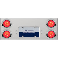 33-3/4" Stainless Rear Center Panel w/ 4 x 21 LED 4" GloLight & Visors - Red LEDs (Red or Clear Lens)