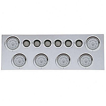 Stainless Steel Rear Center Panel w/ 6 X 10 LED 4" Lights & 6 X 9 LED 2" Lights & Visors