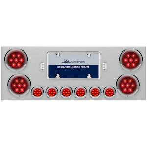 Stainless Steel Center Panel w/ 4 X Red LED 4" Light & 6 X Red LED 2" Lights & Bezels Competition Series - Red LEDs (Red or Clear Lens)