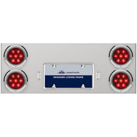 33 3/4" Stainless Steel Rear Center Panel w/ 4 X 7 LED 4" Lights & Bezels Competition Series - Red LEDs (Red or Clear Lens)