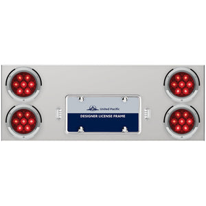 33 3/4" Stainless Steel Rear Center Panel w/ 4 X 7 LED 4" Lights & Bezels Competition Series - Red LEDs (Red or Clear Lens)