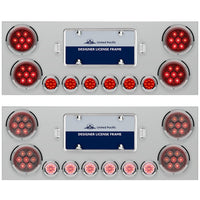Stainless Steel Center Panel w/ 4 X Red LED 4" Light & 6 X Red LED 2" Lights & Bezels Competition Series - Red LEDs (Red or Clear Lens)