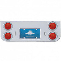 Chrome Rear Center Panel With Four 7 LED 4" Reflector Lights & Visors (Red LEDs - Red or Clear Lens)