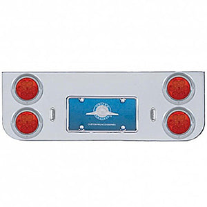 Chrome Rear Center Panel With Four 7 LED 4" Reflector Lights & Visors (Red LEDs - Red or Clear Lens)