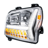 Chrome Headlight w/ LED DRL Light Bar & Turn Signal For 2018-2024 Kenworth W990 (Driver or Passenger Side)
