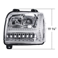 Chrome Headlight w/ LED DRL Light Bar & Turn Signal For 2018-2024 Kenworth W990 (Driver or Passenger Side)