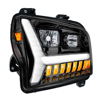 Blackout Headlight w/ LED DRL Light Bar & Turn Signal For 2018-2024 Kenworth W990 (Driver or Passenger Side)