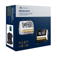 Blackout Headlight w/ LED DRL Light Bar & Turn Signal For 2018-2024 Kenworth W990 (Driver or Passenger Side)