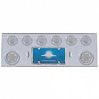 Stainless Steel Center Panel w/ 2 X 7 LED 4" Reflector Light & 6 X 13 LED 2 1/2" Light & Bezel - Red LEDs (Red or Clear Lens)