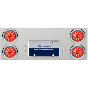 33 3/4" Stainless Steel Rear Center Panel w/ 4 X 10 LED 4" Lights & Bezels - Red LEDs (Red or Clear Lens)
