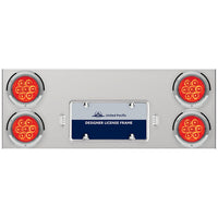 33 3/4" Stainless Steel Rear Center Panel w/ 4X 7 LED 4" Reflector Lights & Bezels - Red LEDs (Red or Clear Lens)