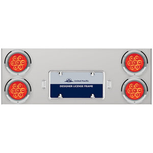 33 3/4" Stainless Steel Rear Center Panel w/ 4X 7 LED 4" Reflector Lights & Bezels - Red LEDs (Red or Clear Lens)