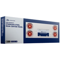 33 3/4" Stainless Steel Rear Center Panel w/ 4X 7 LED 4" Reflector Lights & Bezels - Red LEDs (Red or Clear Lens)