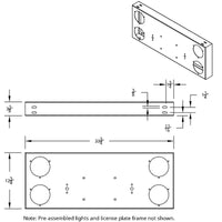33 3/4" Stainless Steel Rear Center Panel w/ 4X 7 LED 4" Reflector Lights & Bezels - Red LEDs (Red or Clear Lens)