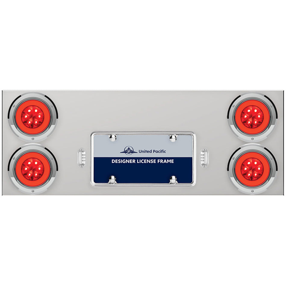 33 3/4" Stainless Steel Rear Center Panel w/ 4 X 21 LED 4" GloLight & Bezels - Red LEDs (Red or Clear Lens)