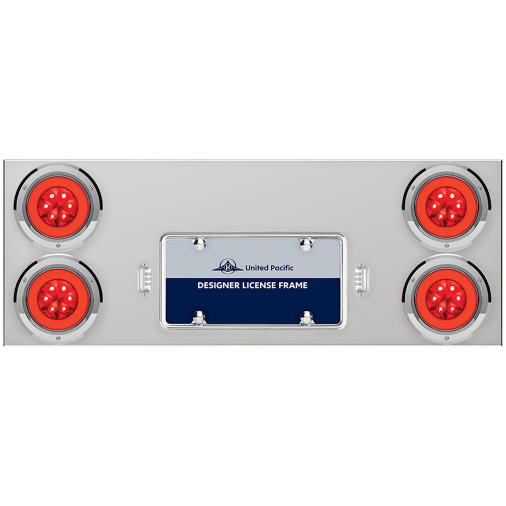 33 3/4" Stainless Steel Rear Center Panel w/ 4 X 21 LED 4" GloLight & Bezels - Red LEDs (Red or Clear Lens)
