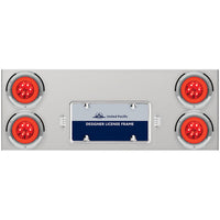 33 3/4" Stainless Steel Rear Center Panel w/ 4 X 21 LED 4" GloLight & Bezels - Red LEDs (Red or Clear Lens)