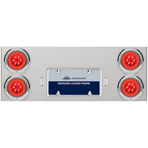 33 3/4" Stainless Steel Rear Center Panel w/ 4 X 21 LED 4" GloLight & Bezels - Red LEDs (Red or Clear Lens)