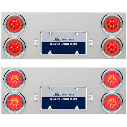 33 3/4" Stainless Steel Rear Center Panel w/ 4 X 21 LED 4" GloLight & Bezels - Red LEDs (Red or Clear Lens)