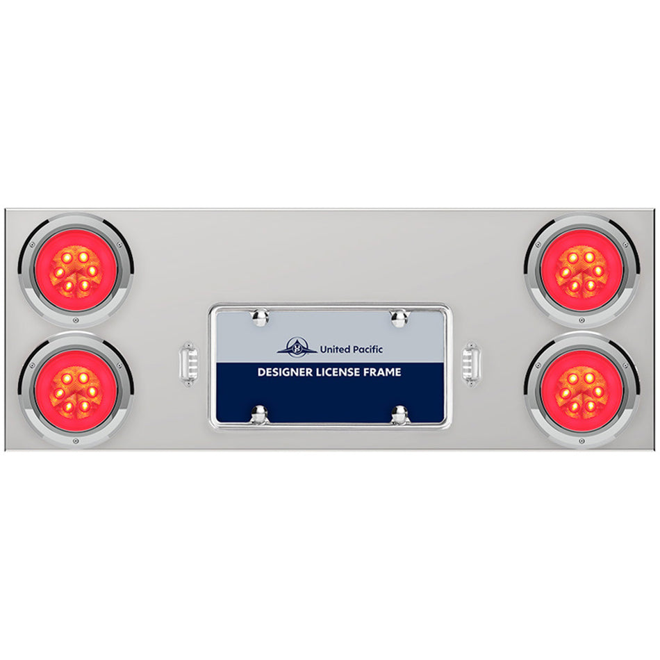 33 3/4" Stainless Steel Rear Center Panel w/ 4 X 21 LED 4" GloLight & Bezels - Red LEDs (Red or Clear Lens)