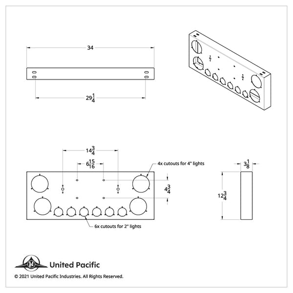 Stainless Steel Rear Center Panel w 4 X 21 LED 4
