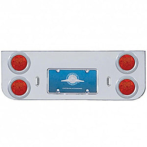 Chrome Rear Center Panel w Four 7 LED 4" Reflector Lights & Bezels (Red LEDs - Red or Clear Lens)