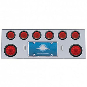 Stainless Steel Rear Center Panel w/ 2 X 10 LED 4" Lights & 6 X 13 LED 2 1/2" Lights - Red LEDs (Red or Clear Lens)