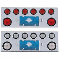 Stainless Steel Rear Center Panel w/ 2 X 10 LED 4" Lights & 6 X 13 LED 2 1/2" Lights - Red LEDs (Red or Clear Lens)