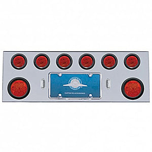 Stainless Steel Rear Center Panel w/ 2 X 7 LED 4" Reflector Lights & 6 X 13 LED 2 1/2" Lights - Red LEDs (Red or Clear Lens)