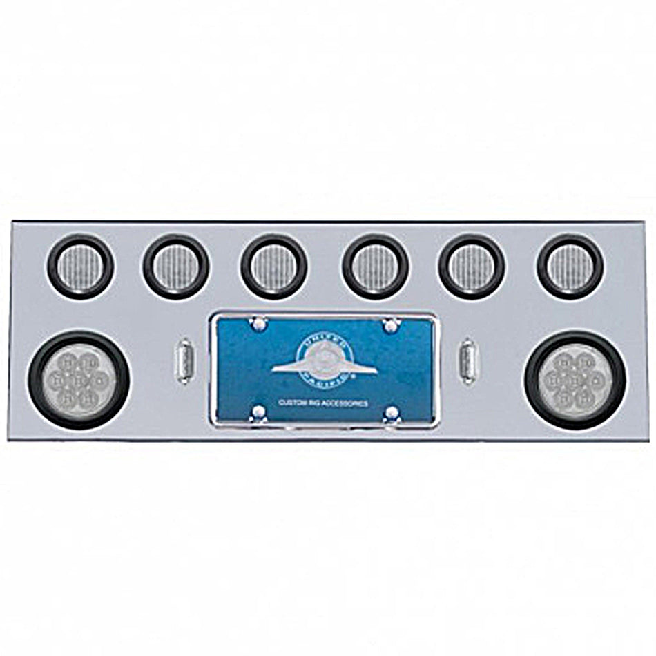 Stainless Steel Rear Center Panel w/ 2 X 7 LED 4" Reflector Lights & 6 X 13 LED 2 1/2" Lights - Red LEDs (Red or Clear Lens)