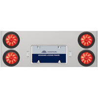33 3/4" Stainless Steel Rear Center Panel w/ 4 X 10 LED 4" Lights & Grommets - Red LEDs (Red or Clear Lens)