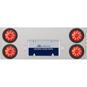 33 3/4" Stainless Steel Rear Center Panel w/ 4 X 10 LED 4" Lights & Grommets - Red LEDs (Red or Clear Lens)